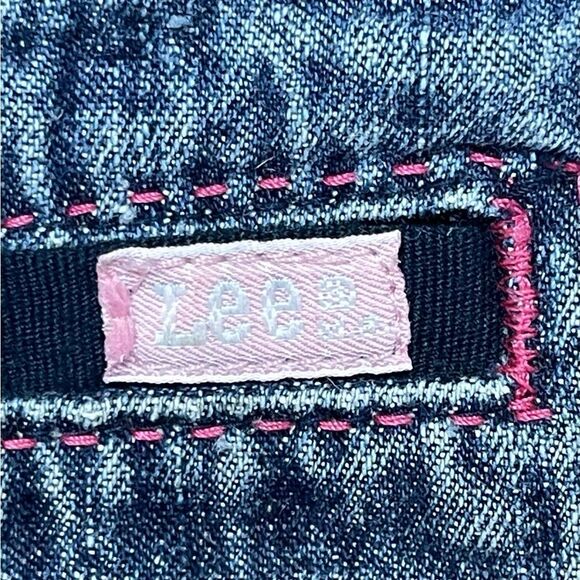 Vintage Lee Girls Size 6 Adjustable Waist Denim Jean Skirt Ruffle Flowers Lace - Picture 6 of 7